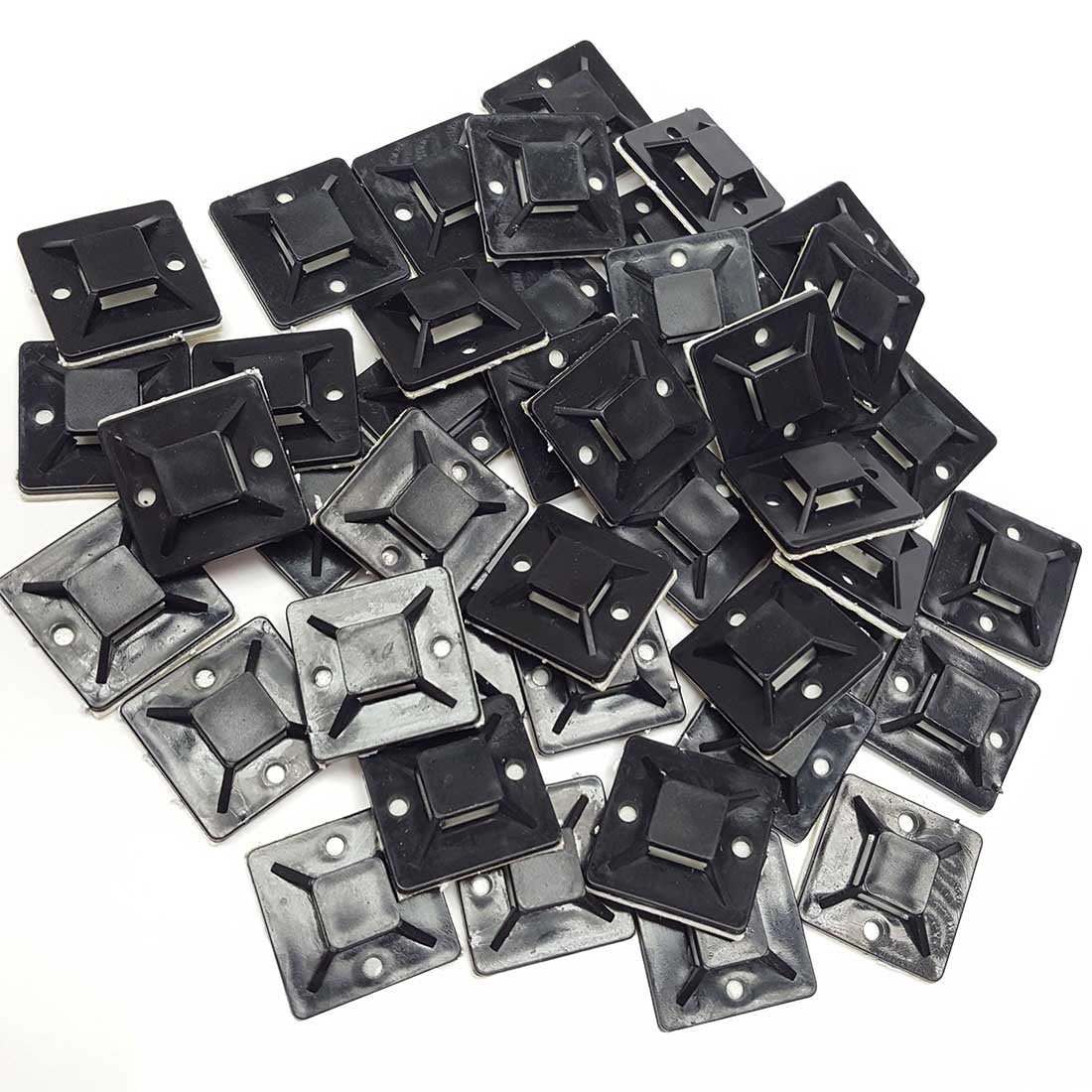 Cable Tie Mounts Self Adhesive Clips Wire Tie Base (25mm x 25mm) - Premium Grade Strength Screw-Hole Anchor Point Provides Optimal Strength (100
