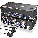 KVM Switch 2 Monitors 2 Computers 8K@60Hz/4K120Hz,HDMI USB3.0 Dual Monitors KVM Switches with 4 USB 3.0 Port,Wired Remote,USB3.0 Cables Included(8K 2