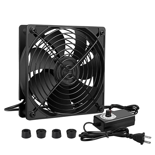 Qirssyn 120mm AC Powered Fan with Vriable Speed Controller, AC 110V to 220V Vriable Speed Fan for Receiver Amplifier DVR PlayStation Component Cooling