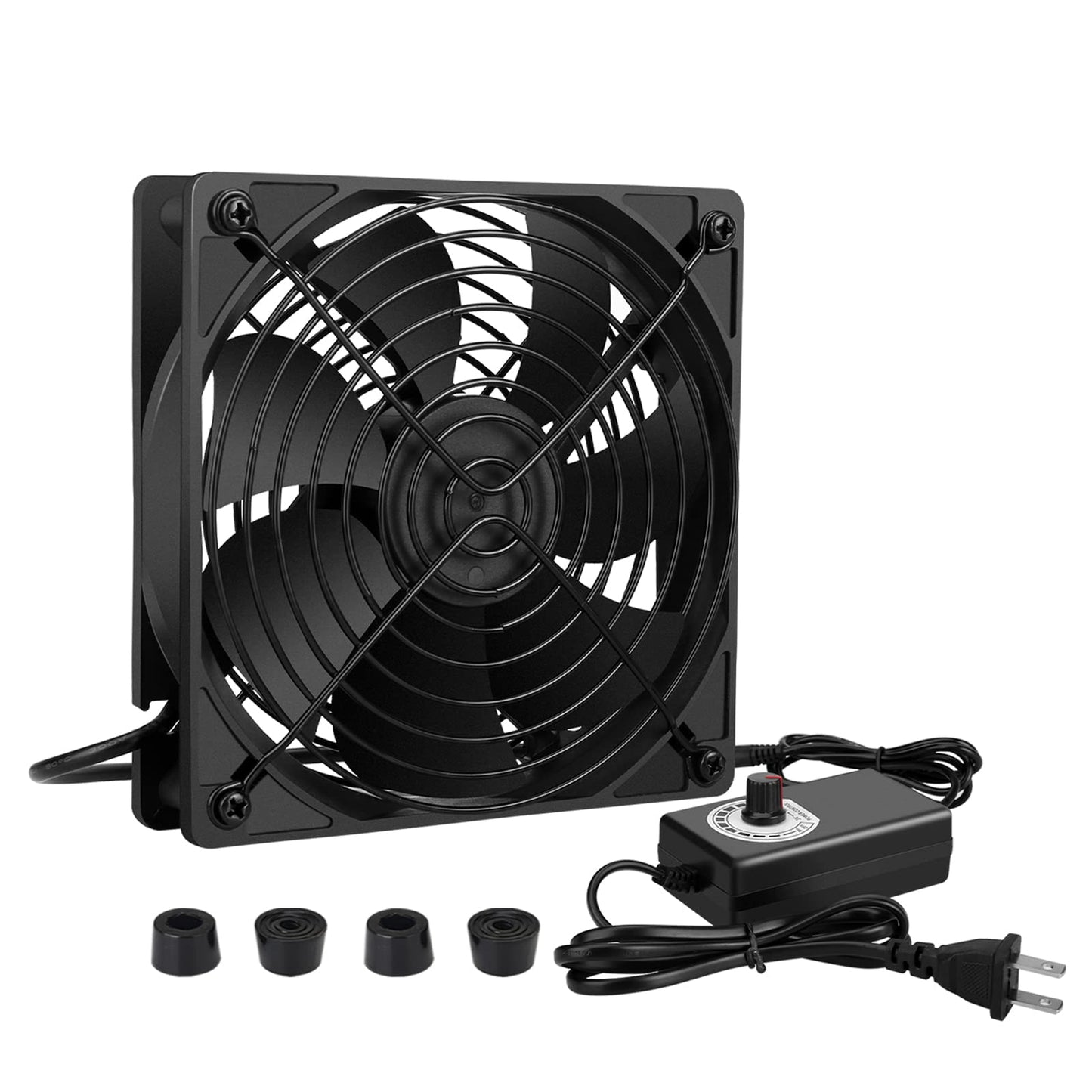 Qirssyn 120mm AC Powered Fan with Vriable Speed Controller, AC 110V to 220V Vriable Speed Fan for Receiver Amplifier DVR PlayStation Component Cooling