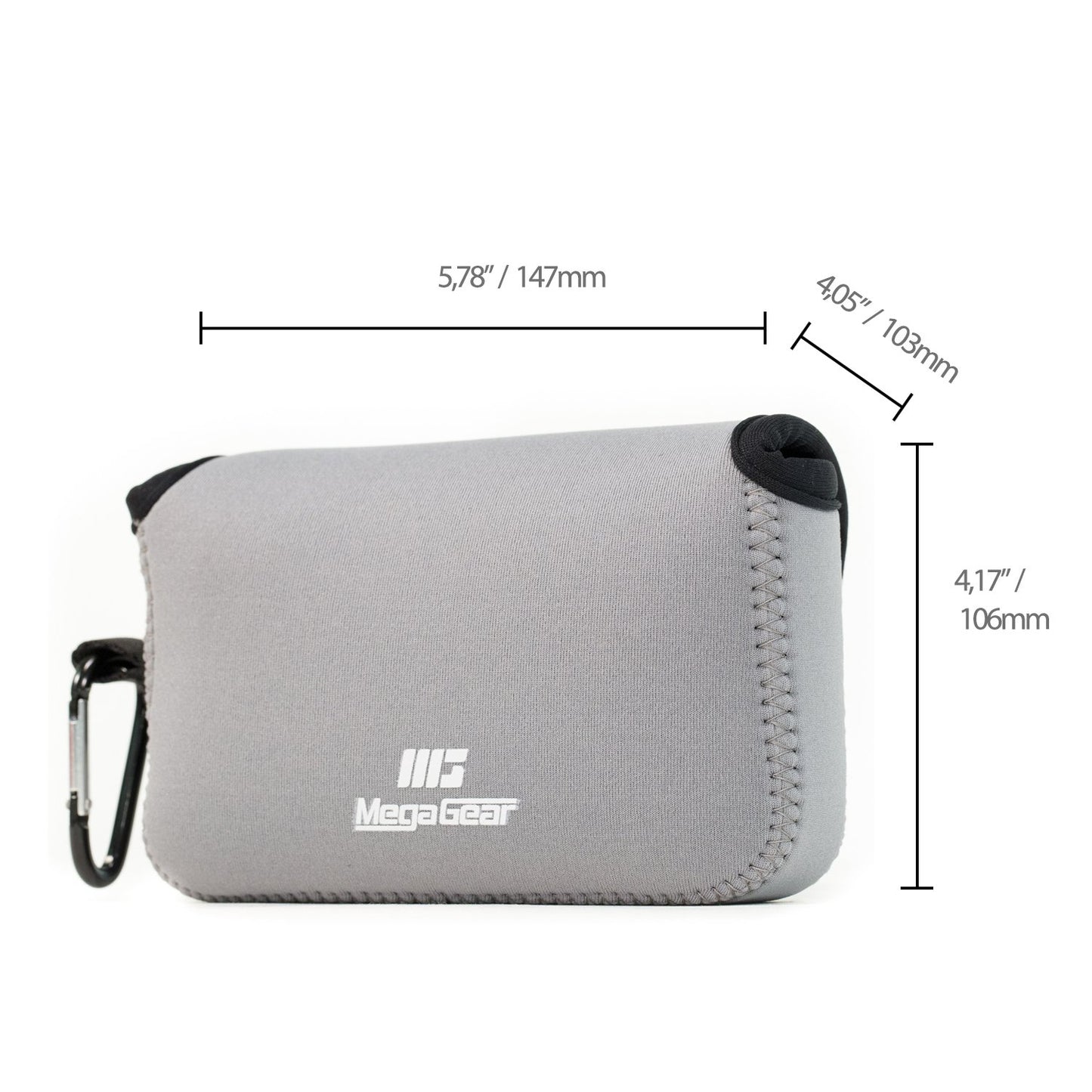 MegaGear Fujifilm X100F, X100T, X100S Ultra Light Neoprene Camera Case, with Carabiner - Gray - MG1095