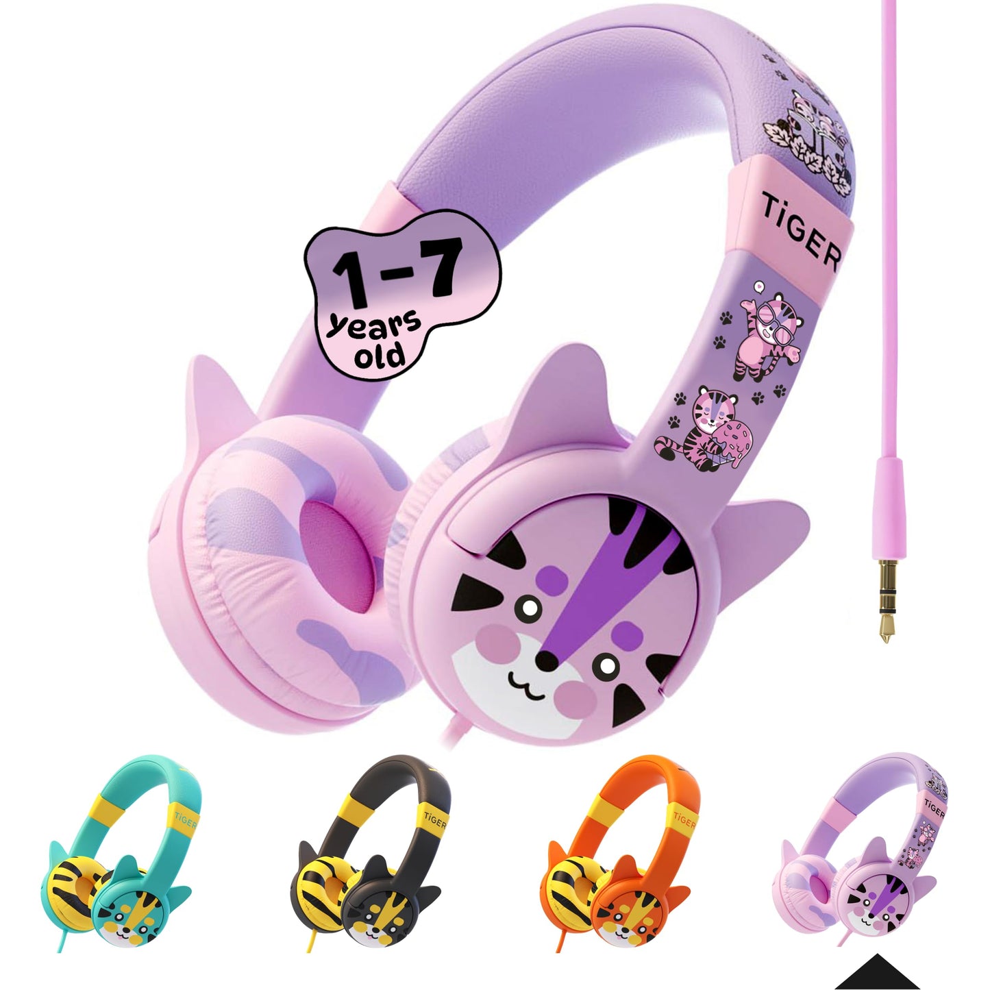 Kidrox Wired Toddler Headphones for 1-7 Years Old - 85dB Volume Limited Baby Headphones for Plane and Car Travel - Children Headset for Airplane, iPad
