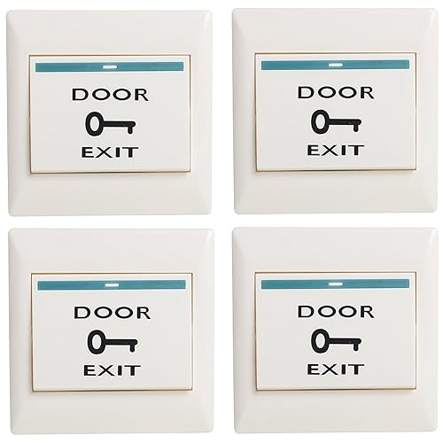 UHPPOTE DC12V Push Exit Release Button Square Rocker Switch - Flush-Mounted for Door Access Control System (Pack of 4)