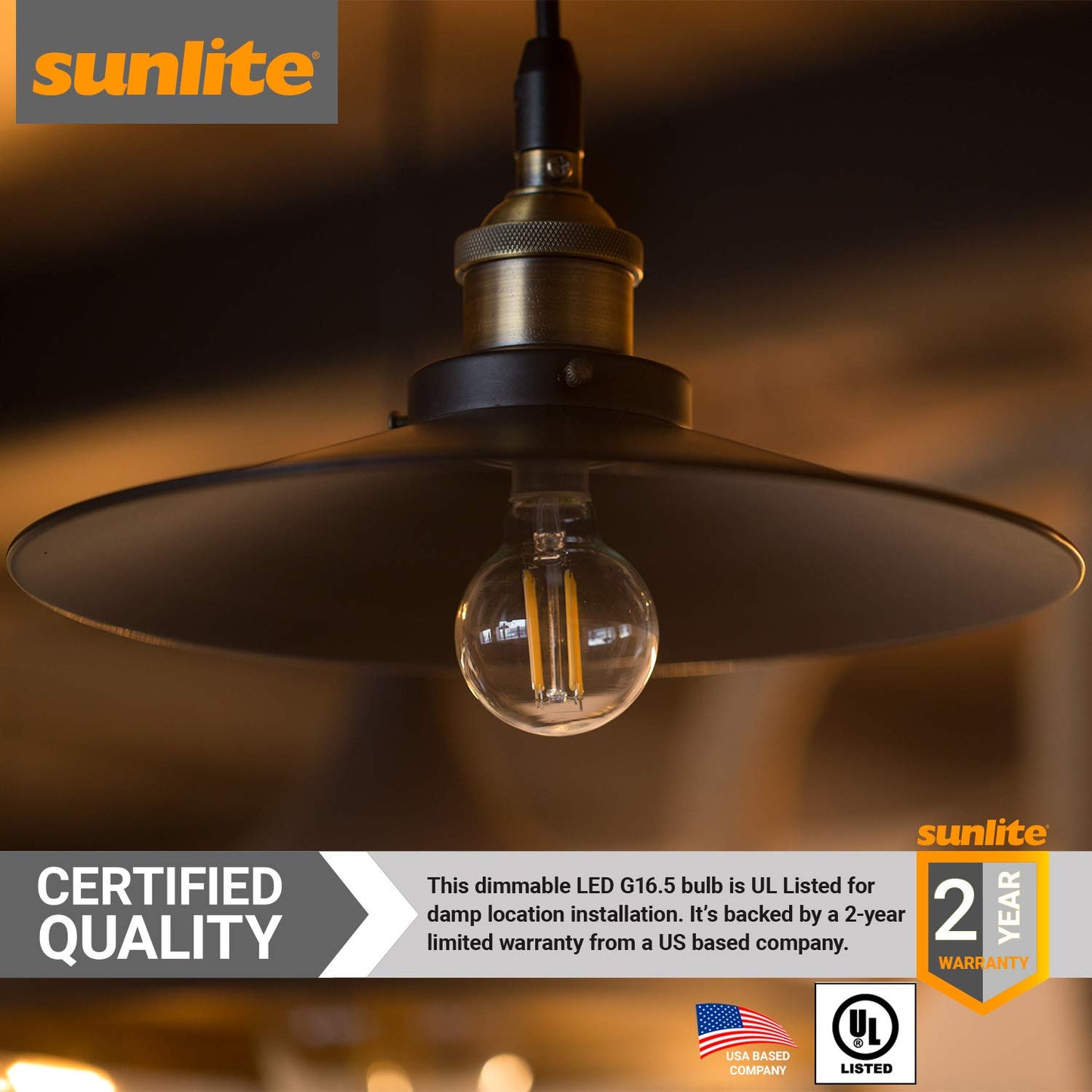Sunlite LED G16.5 G16 1/2 Filament Style Globe Light Bulb, 5 Watts (60W Equivalent), 500 lumens, Dimmable, Candelabra Base (E12), UL Listed, 5000K