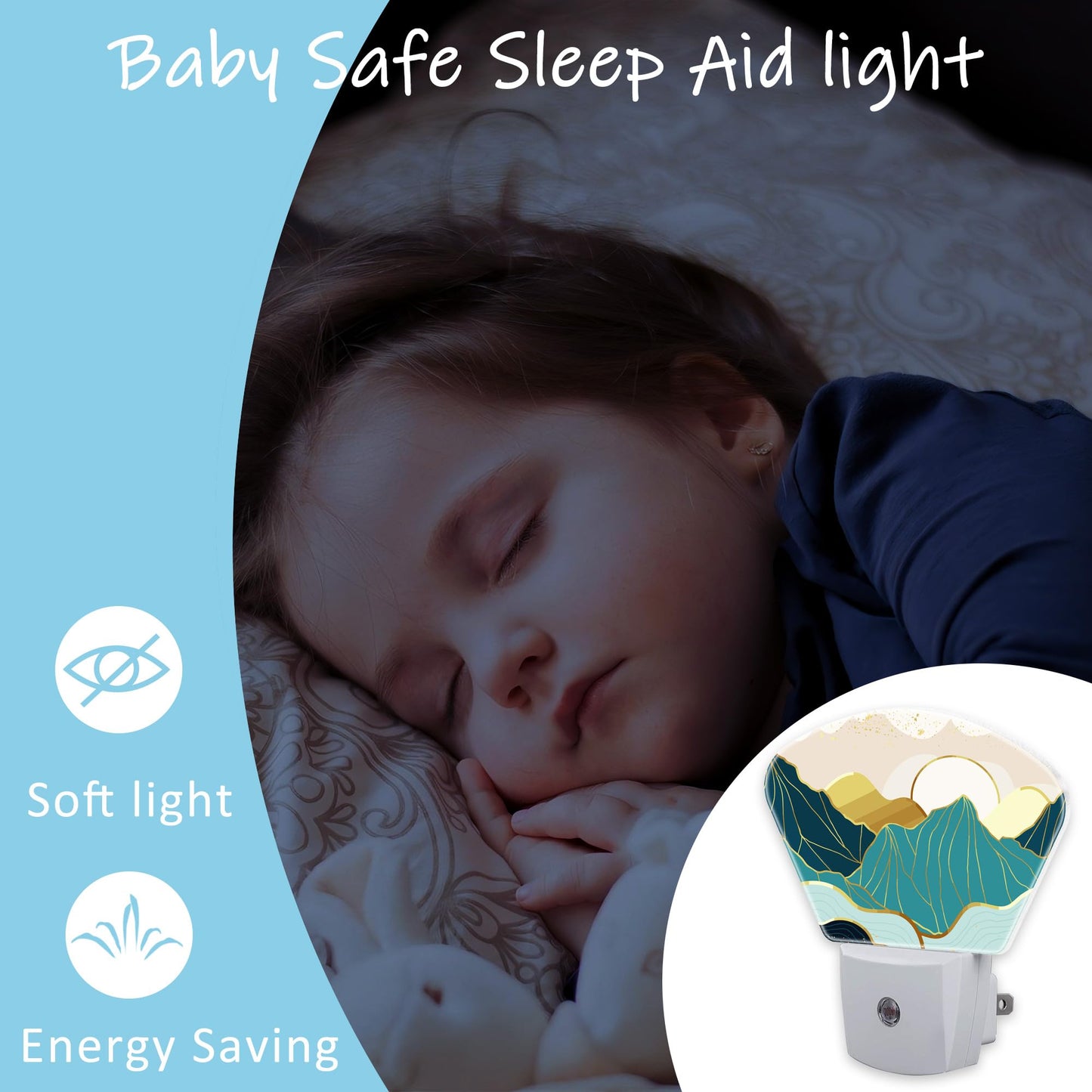 AKKAVNIA Night Light Gold Mountain Plug-in LED Dusk-to-Dawn Sensor Soft Night Lamp,Suitable for Home Bedroom Bathroom Hallway Stairs