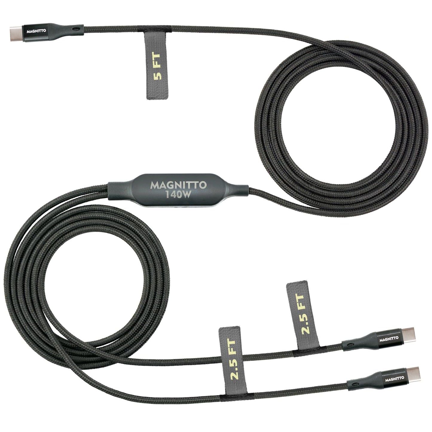 MAGNITTO USB C to USB C Cable 7.5ft 140W Max, 2-in-1 Fast Charging for iPhone 17/17 Pro Max/16 Series,MacBook Air/Pro,and More, Durable Cord