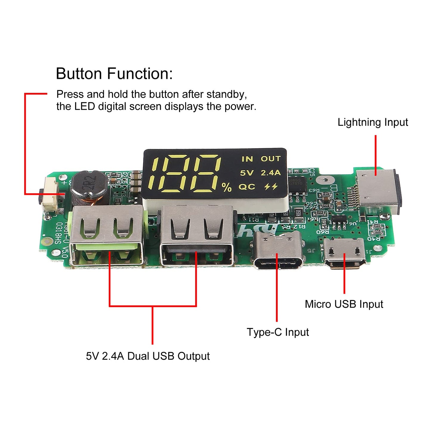 UMLIFE 4pcs 18650 Charging Board ,Dual USB 5V 2.4A Mobile Power Bank Module 186 50 Lithium Battery Charger Board with Overcharge Overdischarge Short…