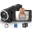 Muitune Camcorder Video Camera QHD 2.7K 56MP 16X Digital Zoom Vlogging Camera with LED Fill Light for YouTube, 2.8 Inch 270 Degree Rotation LCD Screen