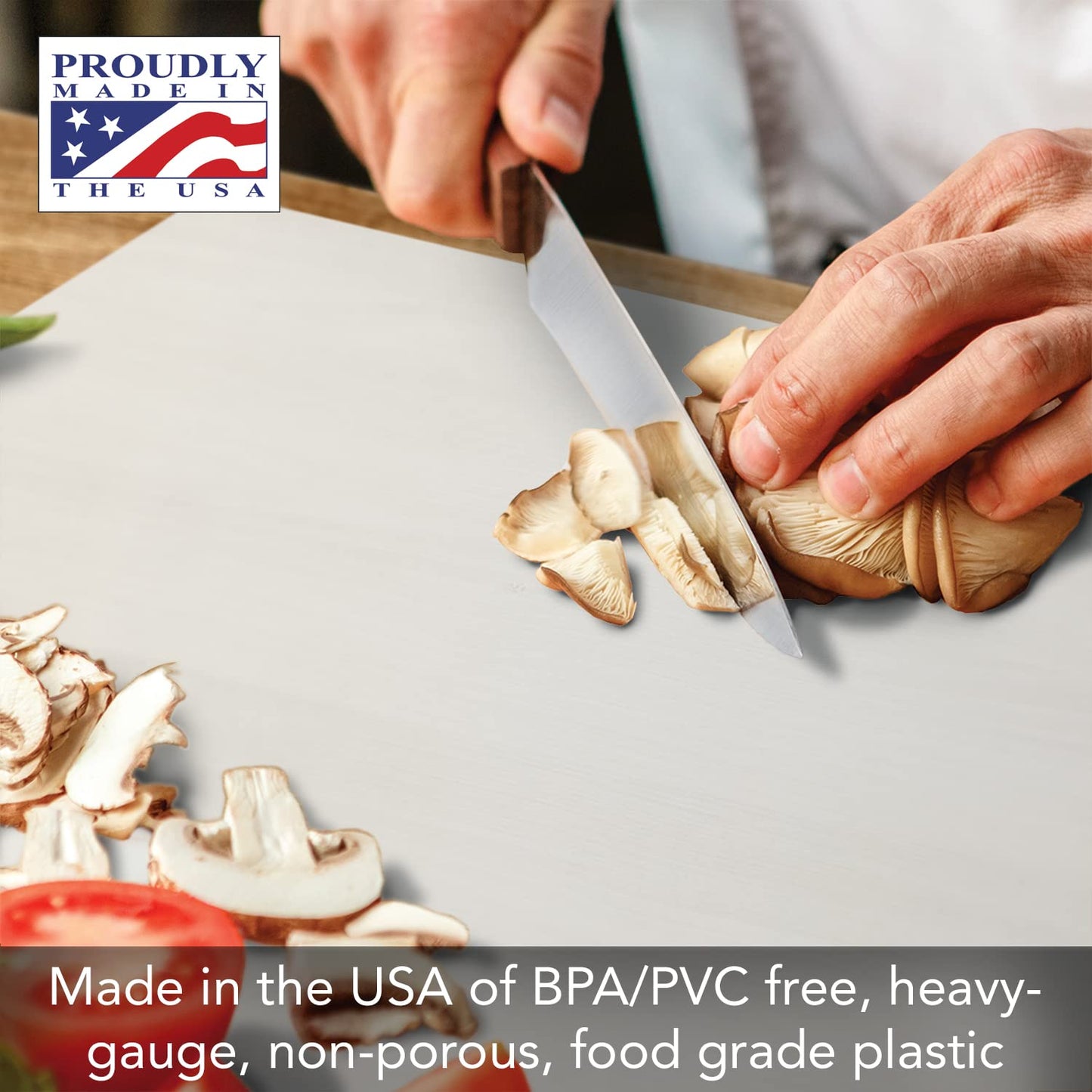 Cut N' Funnel Large Heavy Gauge Flexible Plastic Cutting Board Mat 1 Pack 24" by 18" Made in the USA BPA Free Dishwasher Safe