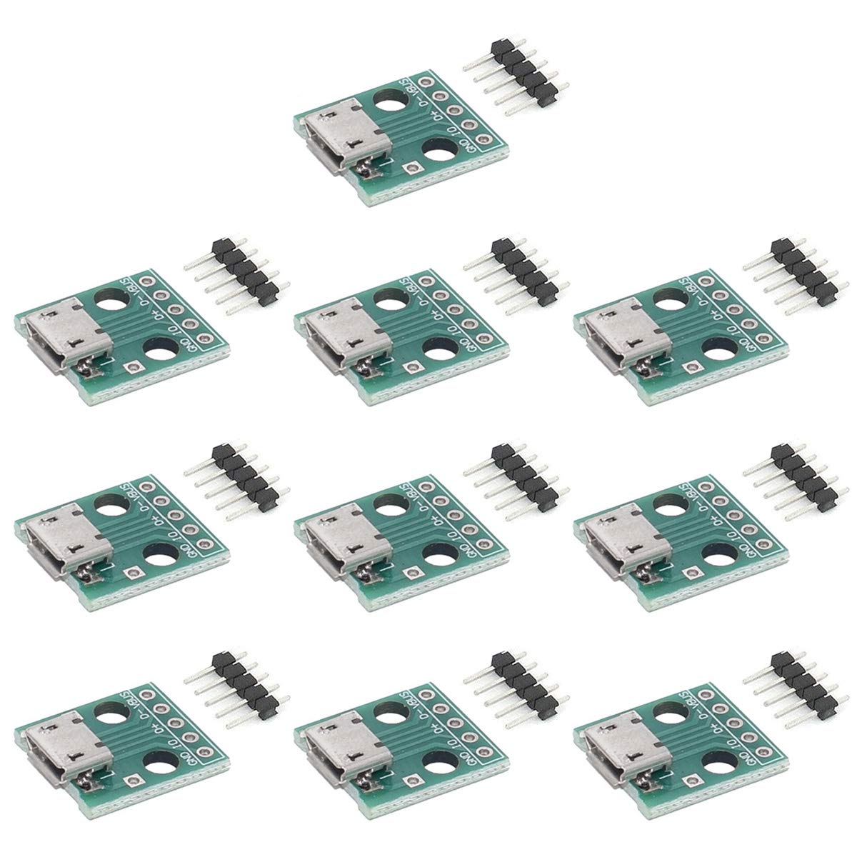 DAOKI 10Pcs DIY Male Connector/MINI Micro USB to DIP Adapter 2.54mm 5pin Female Connector B Type USB2.0 Female PCB Converter USB 3.0