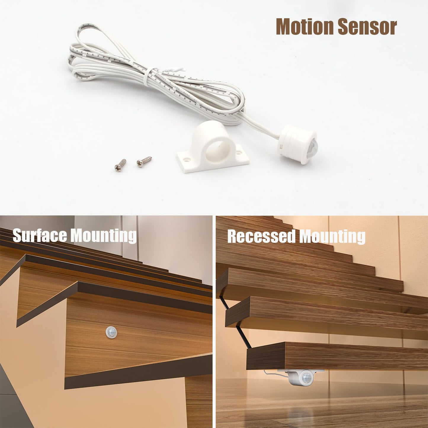 RWOFNIA Wall Switch Control and Motion Sensor LED Stair Lighting Kit RW-5620, 40 Inches Long Cuttable LED Light for Indoor LED Stair Lights (Warm