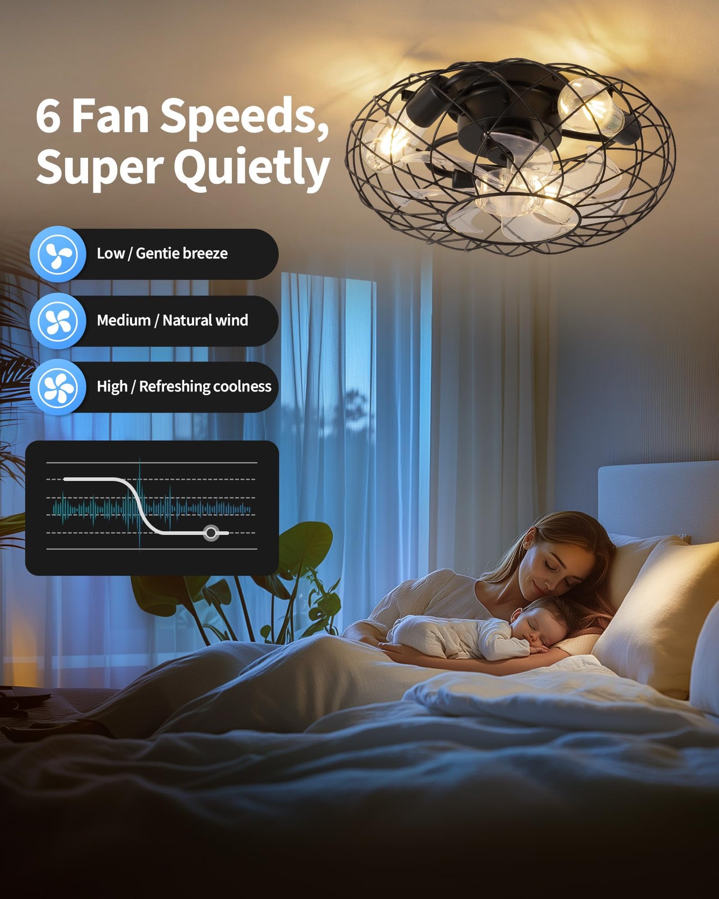 KDG 15.8? Retro Low Profile LED Ceiling Fans with Light