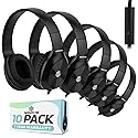 Sonitum Classroom Headphones-Bulk 10-Pack, with Microphone Student On Ear Comfy Swivel Earphones for Library, School, Airplane, Kids-for Online…