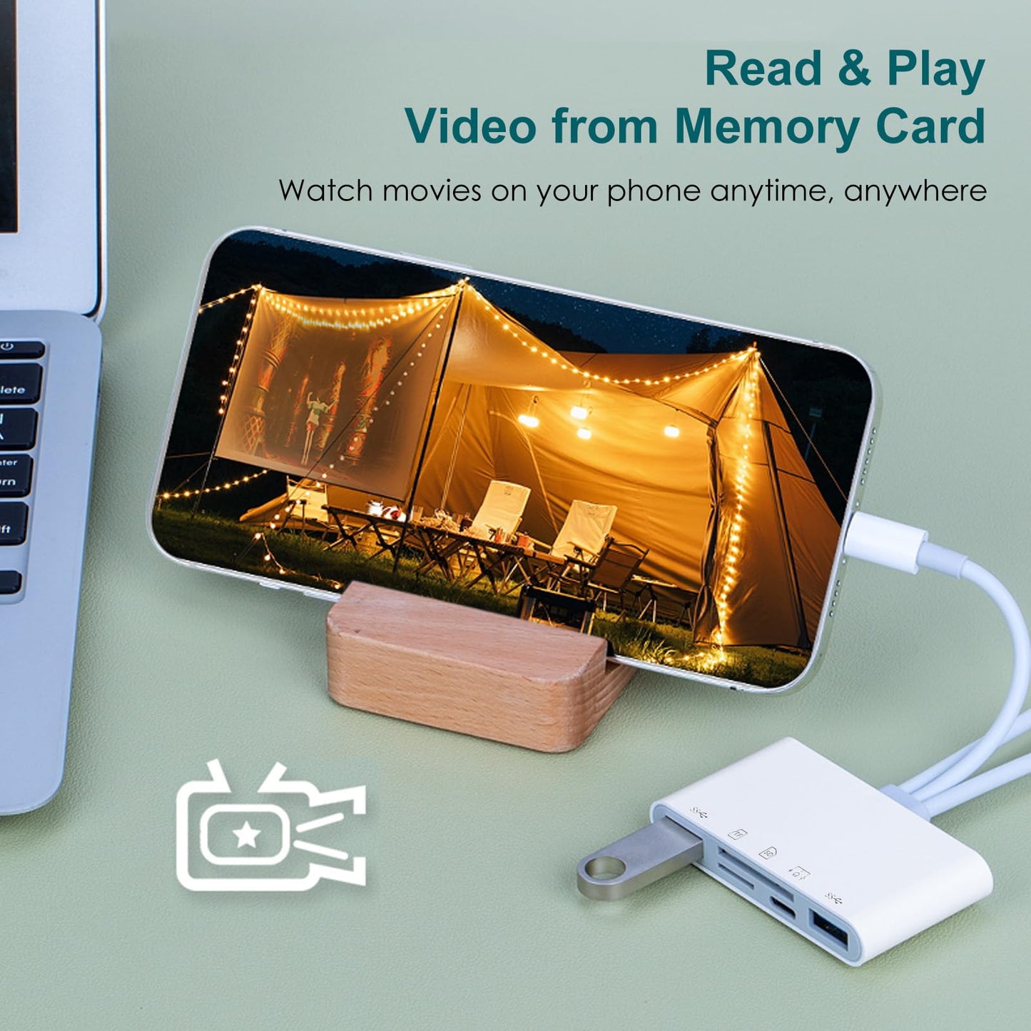 SD/MicroSD Card Reader for iPhone/iPad, 7-in-1 USB-A & USB C & Lighting to Memory Card Reader, USB Camera Adapter with PD Fast Charging Compatible