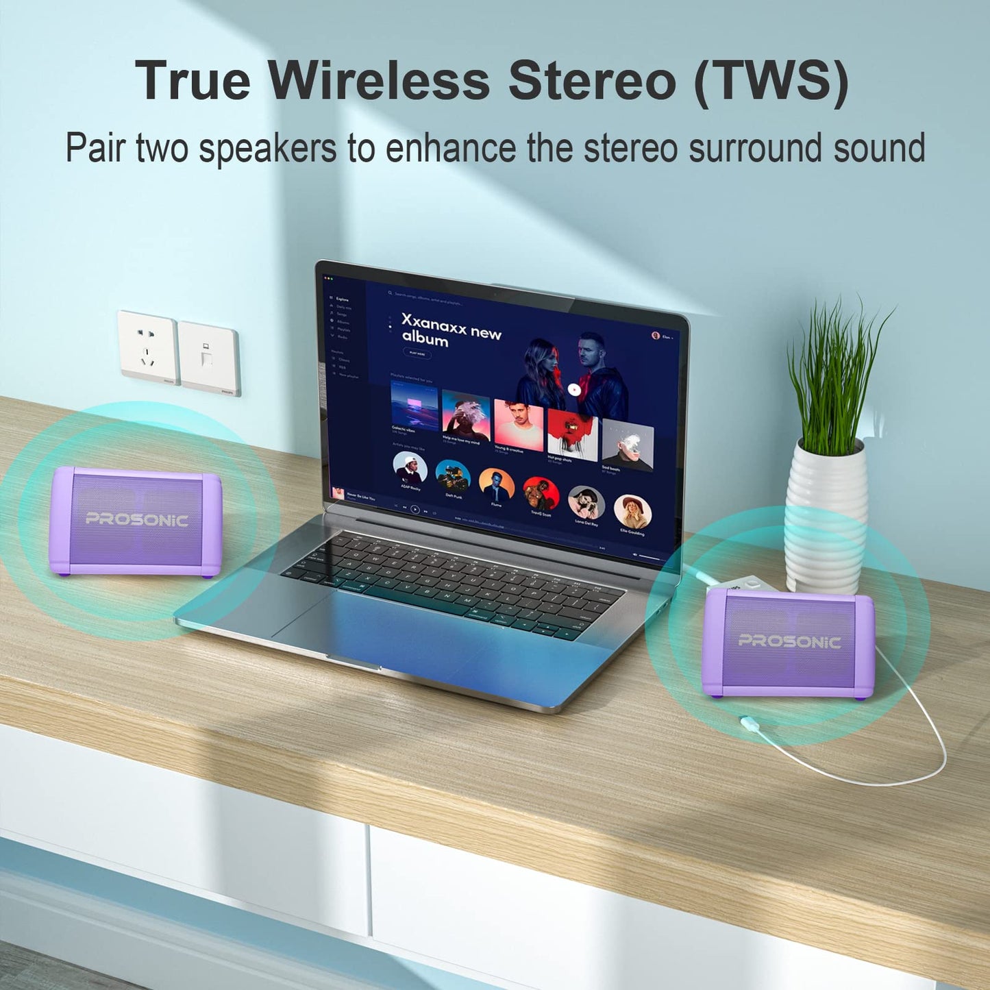 Prosonic BT3 Portable Wireless Bluetooth Speaker with 10W Stereo Sound & Bass Boost -Rich Sound & Intense Bass -Bluetooth 5.0 -Microphone -IPX5 -