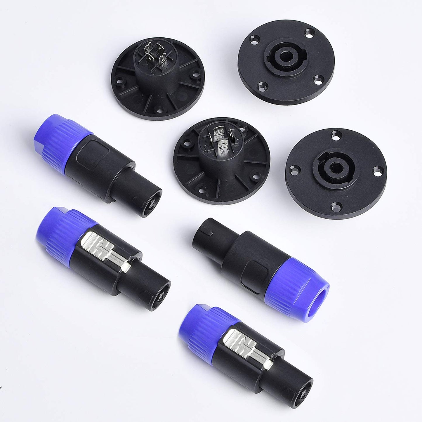 Supkiir 8 Pack Audio Speaker Plug Kit, Including 4Pcs 4 Pole Speaker Plug and 4Pcs 4 Pole Square Female Panel Mount Socket Compatible with Neutrik