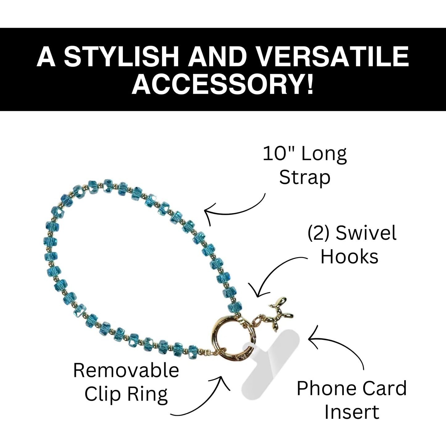 Save the Girls Clip and Go Phone Wristlet (Aqua) - Hands Free Phone Wrist Strap - Multifunctional Women’s Bracelet or Necklace Holder On Strap