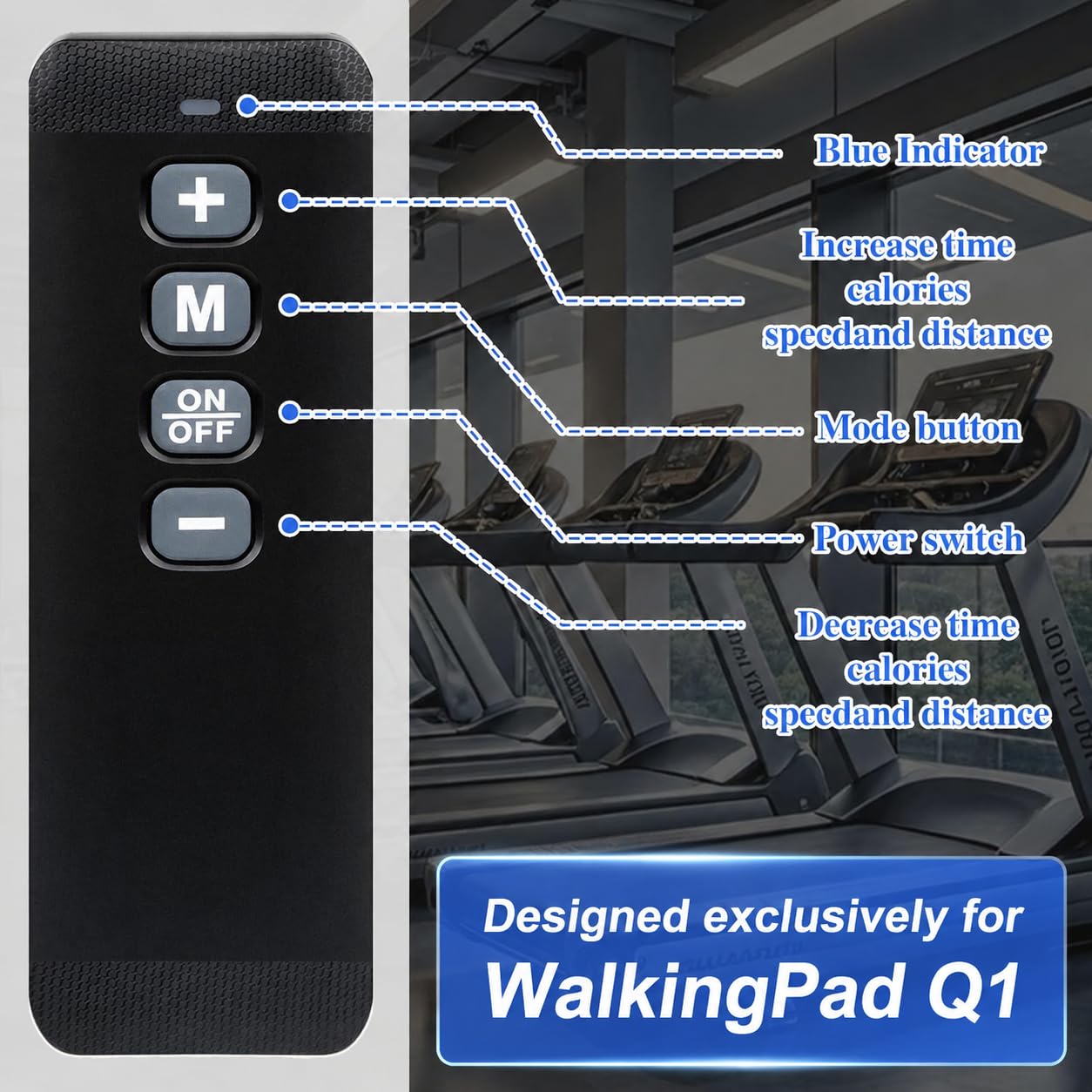RJLCTH Replacement Remote Control Compatible with WalkingPad Q1 Only, 433MHz RF, No Pairing Required, AAA Battery Not Included
