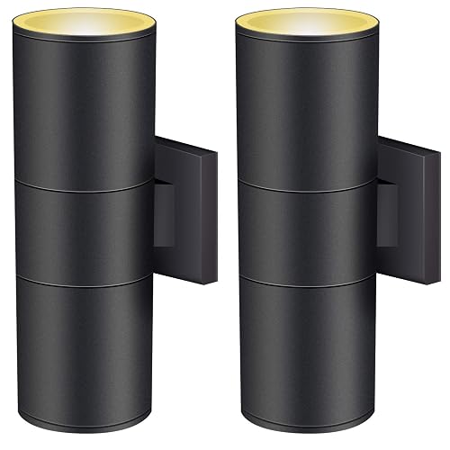 wowlite Modern Outdoor Wall Lights, Up and Down Lights Wall Mount Cylinder Sconce Matte Black, Waterproof Exterior Lights Fixture for Porch Patio