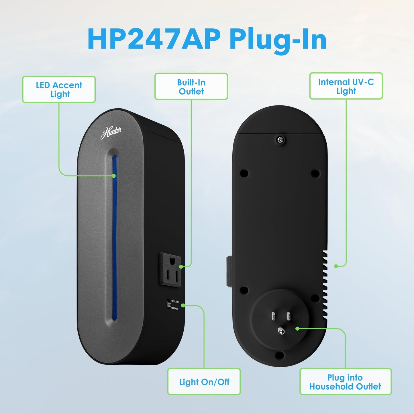 Hunter Plug-in UV Air Sanitizer, Whisper Quiet UV-C Air Sanitizer, White