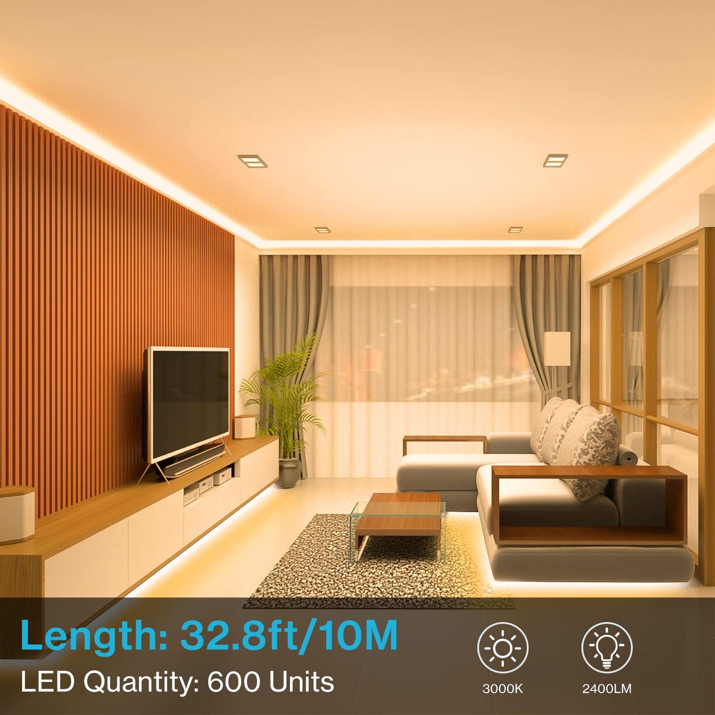 Olafus 32.8ft LED Strip Lights Warm White, Dimmable Soft White Light Strip 3000K with Adhesive Clips, 12V 10M Flexible Led Lights for Bedroom Indoor