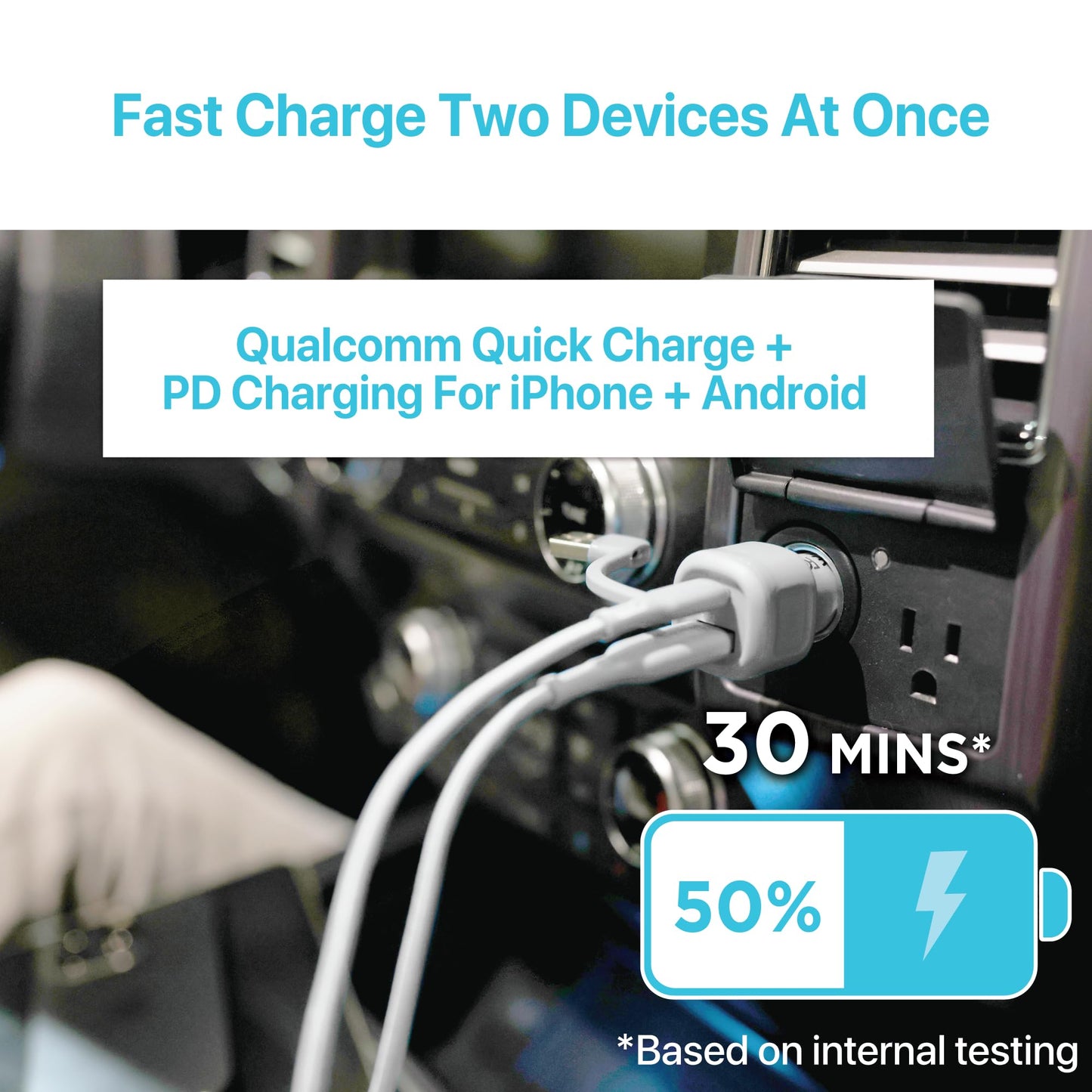 BLACK+DECKER USB C Car Charger, Compact 38W 2-Port, LED Indicator Type C Charger with Power Delivery/Quick Charge, Compatible with iPhone 17 16 15 14