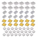 60 PCS Raspberry Pi 4 Heatsink Kit with Thermal Conductive Adhesive Tape, Aluminum Heat Sink Cooler and Copper Heatsink for Raspberry Pi B B+ 2/3/4/5