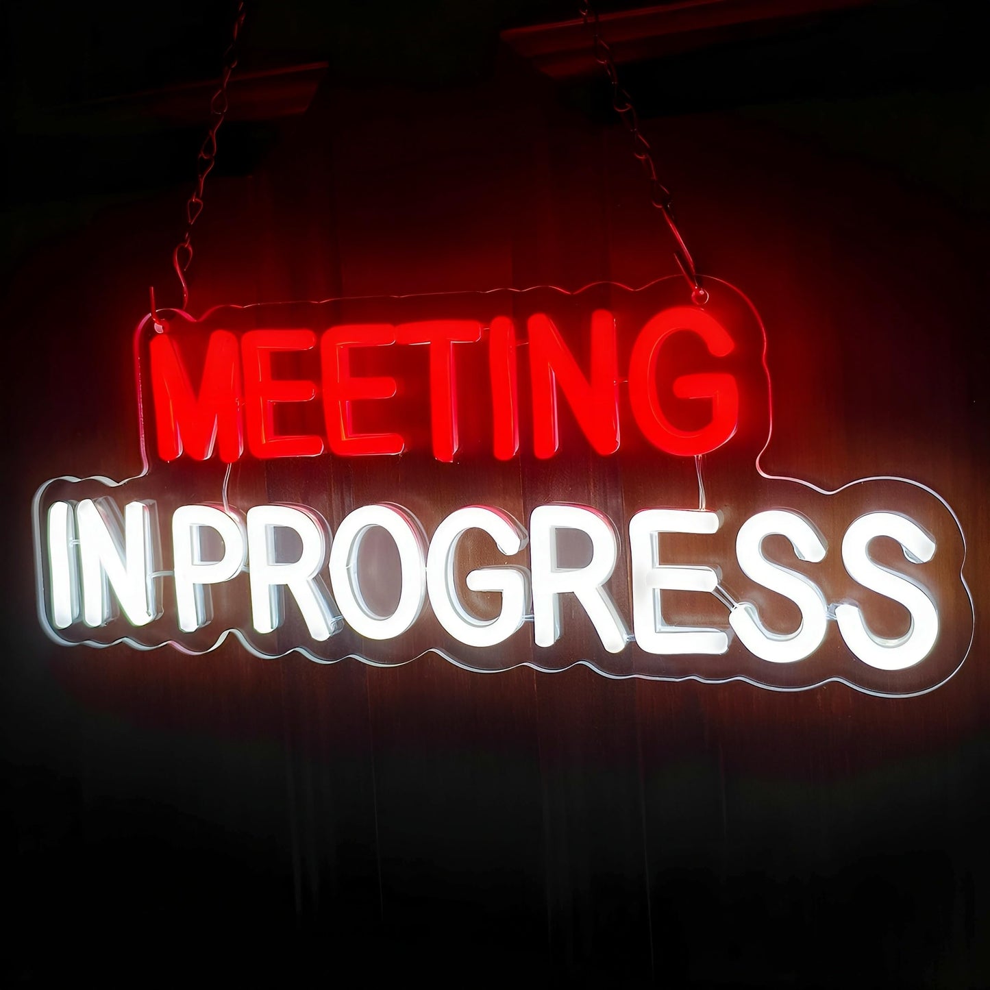 Meeting in Progress Neon Sign,Do Not Disturb In Session Office Neon Light Sign for Game Room Hotel Office Business Meeting Decor
