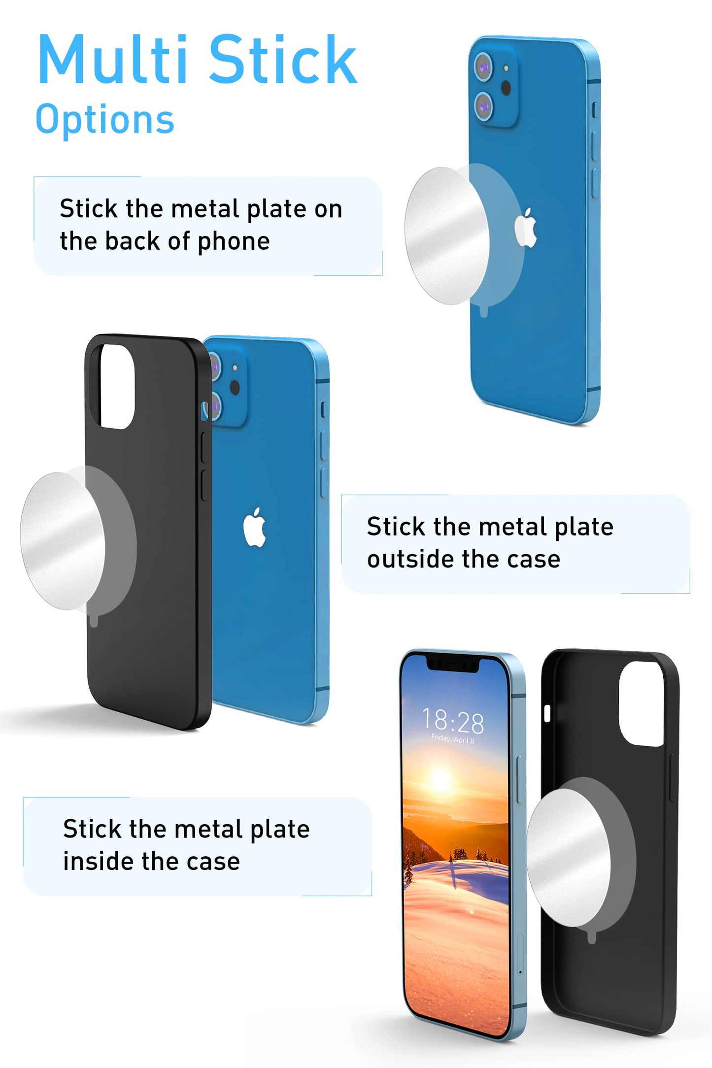 Tryone Metal Plate for Magnetic Car Mount 4 Pack Disc with 3M Adhesive Compatible with Phone Magnets/Cell Phone Automobile Magnet Cradles, No Logo or