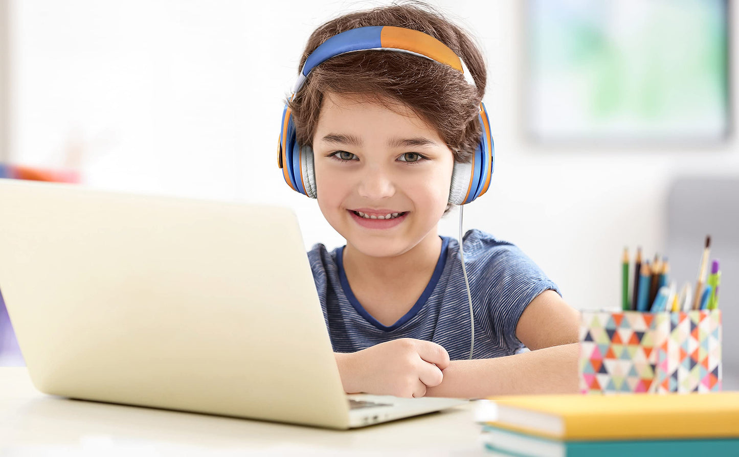 eKids Blippi Kids Headphones with 3.5mm Jack, Wired Headphones with Adjustable Headband and Volume Control, Earphones for School, Home, or Travel…