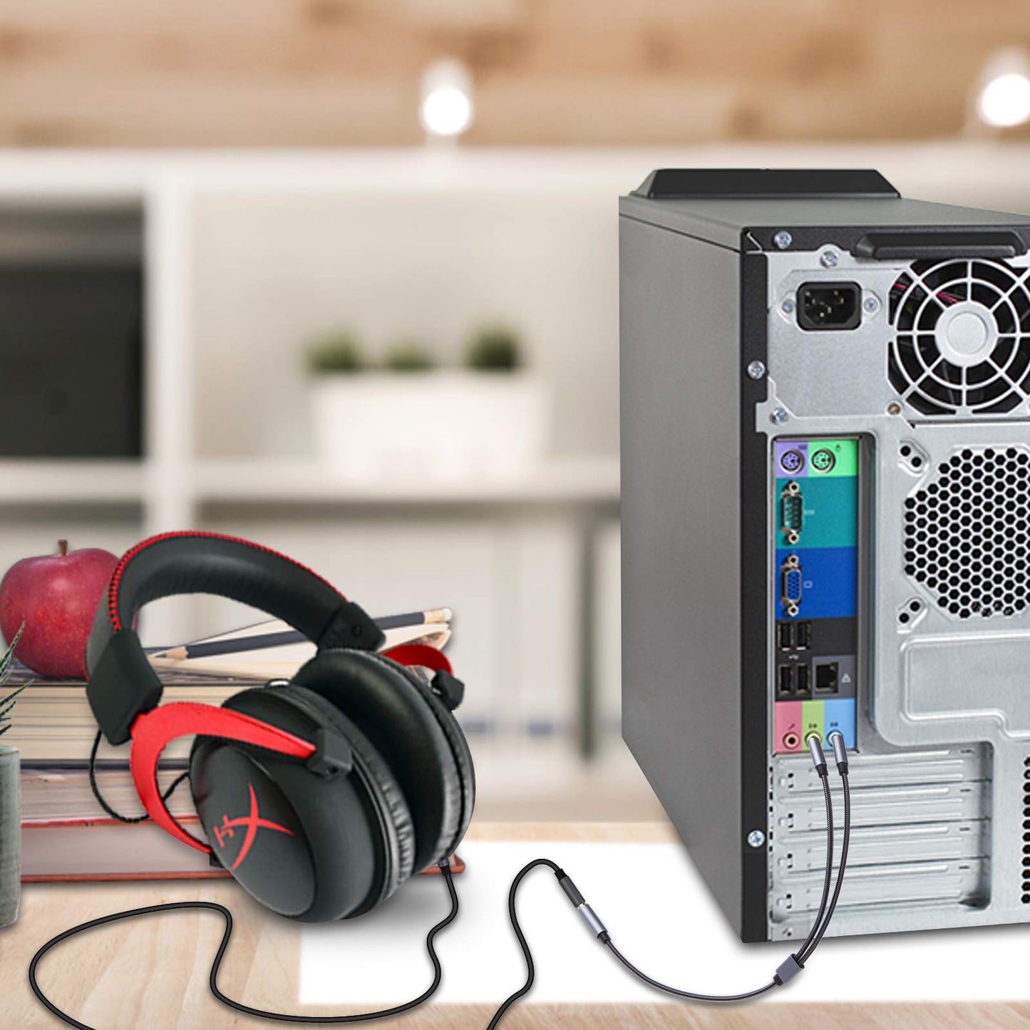 PC Splitter Cable Replacement for HyperX Cloud II, Alpha, Stinger, Core, Astro A10 A40, Turtle Beach Recon 70, SteelSeries, Sennheiser Game Headphone