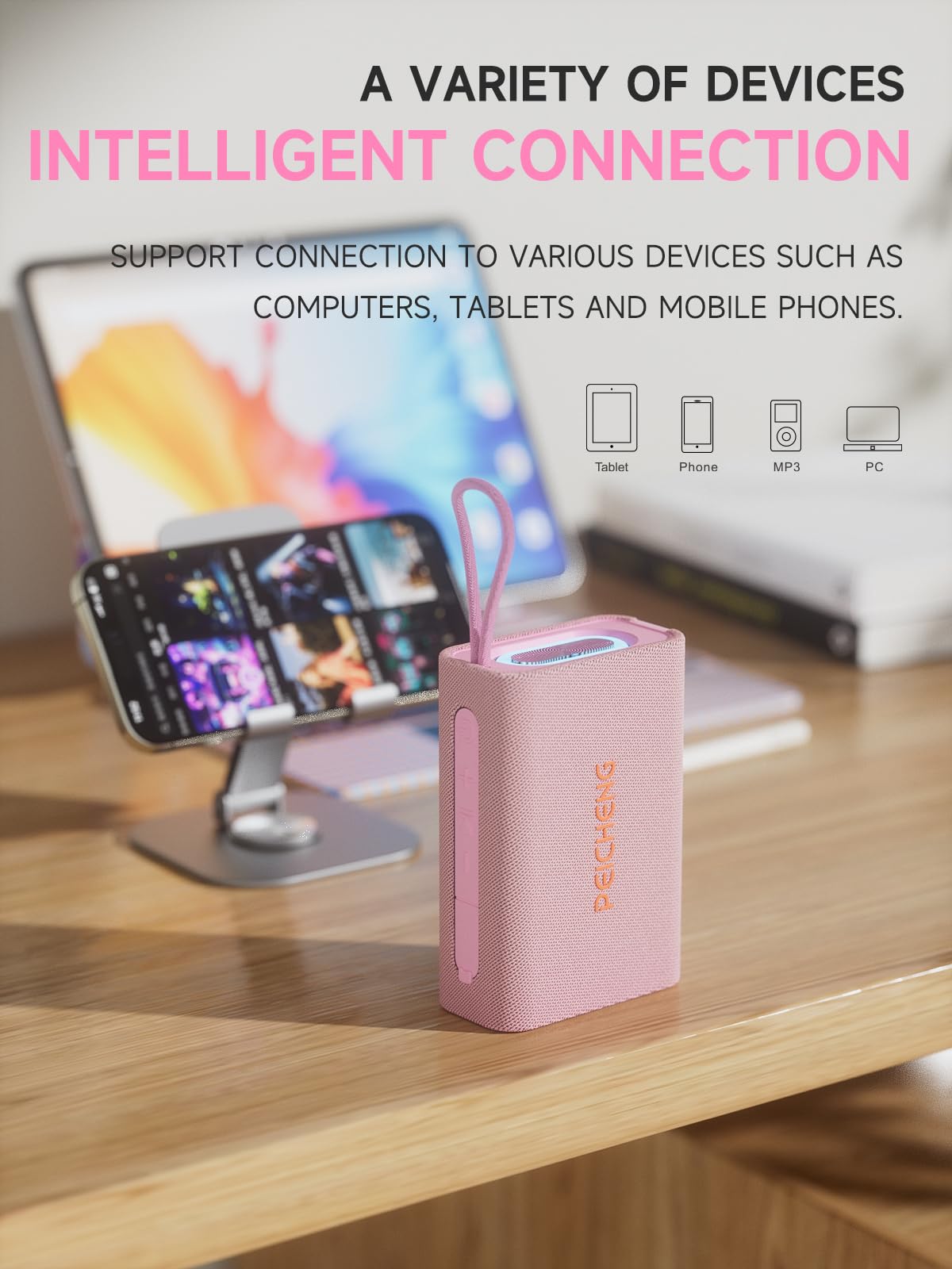 PEICHENG Speaker, Portable Wireless Bluetooth Speakers, Waterproof Loud Stereo Sound with RGB Lights TWS Paire Long Playtime for Home/Party/Outdoor