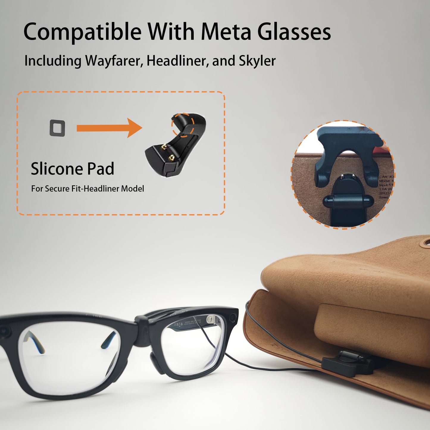 ISLOPU Charging Cable Compatible with RayBan Meta Smart Glasses, Connects to Official Charging Case for Seamless Use While Wearing, Compatible