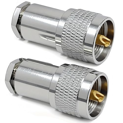 DUOGIMZ 2-Pack PL-259 Male Clamp Connector,UHF Male Coax Connector for RG8x LM240 Cable(2 pcs)