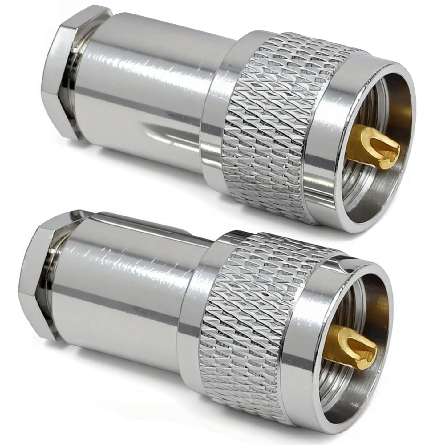 DUOGIMZ 2-Pack PL-259 Male Clamp Connector,UHF Male Coax Connector for RG8x LM240 Cable(2 pcs)