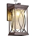 Oil Rubbed Bronze Outdoor Sconce Dusk to Dawn Exterior Light Fixtures Wall Mount Porch Light Modern Outdoor Wall Light Aluminum with Crack-Like Glass