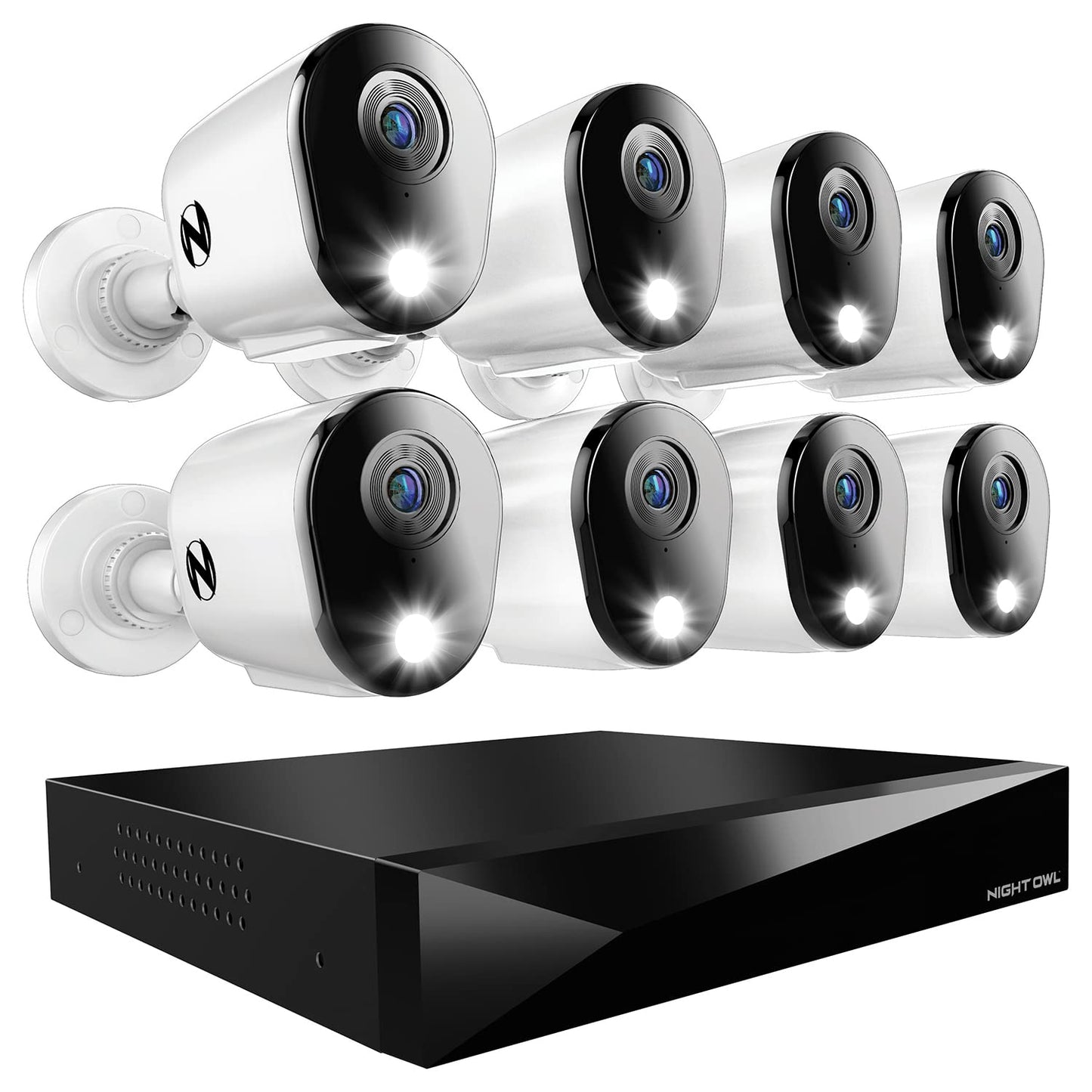 Night Owl 2-Way Audio 12 Channel DVR Video Home Security Camera System with (8) Wired 2K HD Indoor/Outdoor Deterrence Cameras and 1TB Hard Drive (Add