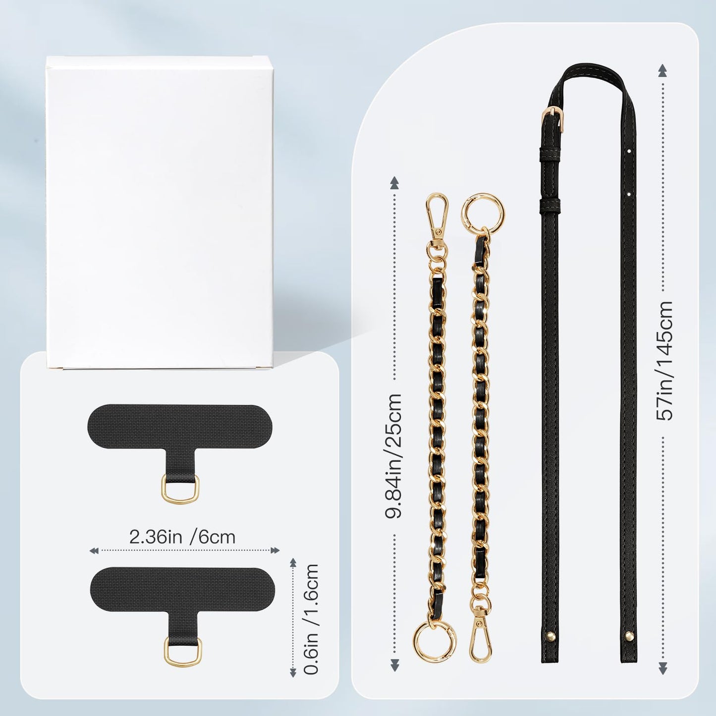 TiMOVO 2-in-1 Phone Lanyard Crossbody, Adjustable Phone Strap for iPhone 17, 16 Series and Most Smartphones, PU Strap Combo with Metal Chain