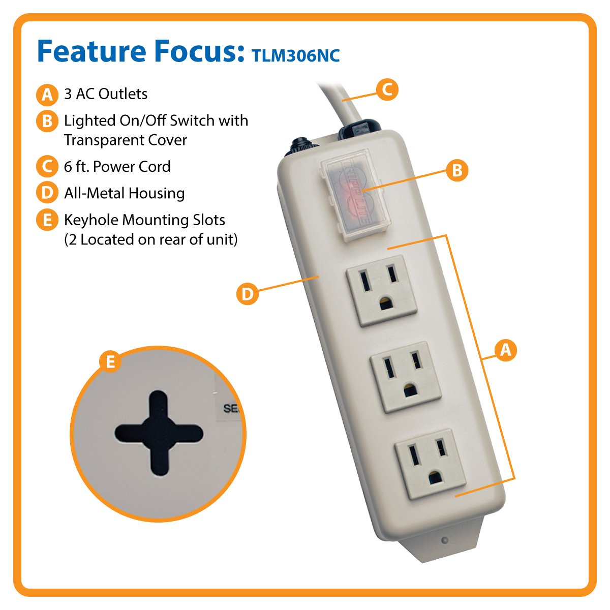 NEW Multiple Outlet Strip 15-Amp 3 (Power Protection)