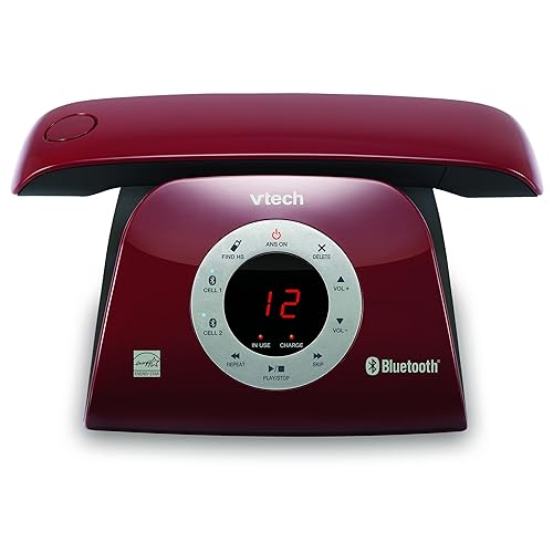 VTECH VS122-16 Retro-Design Cordless Phone: Bluetooth Connect to Cell, Call Blocker, Answering System, Full-Duplex Speakerphone
