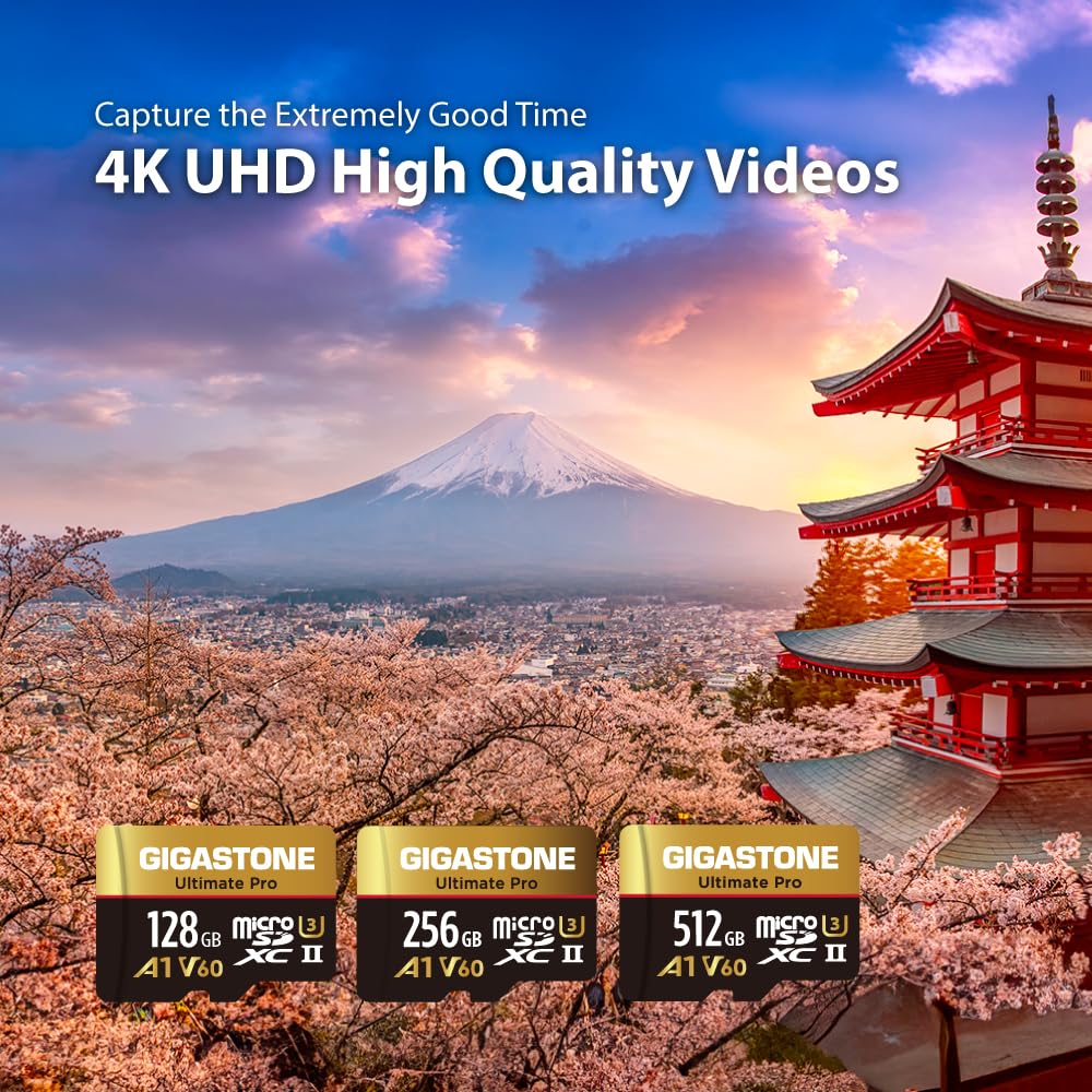 ?5-Yrs Free Data Recovery? GIGASTONE 128GB Micro SD Card, Ultimate Pro, MicroSDXC Memory Card for Camera, R/W up to 280/100 MB/s, UHS-II U3 A1 V60