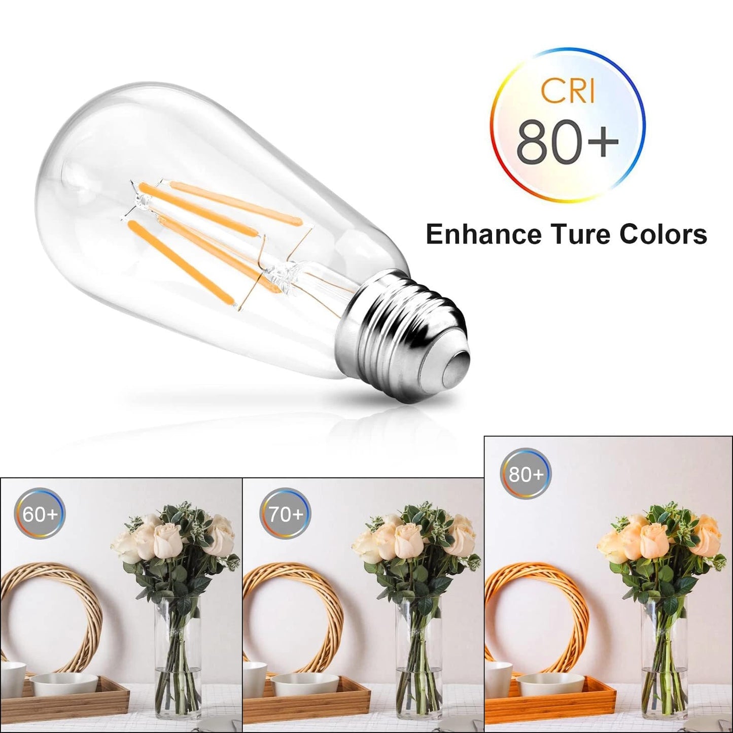 ANYPOWK 12V LED Edison Light Bulbs Low Voltage - Warm Light 6W E26 Standard Base 60W Equivalent - DC Bulb for RV, Solar Panel Project, Boat, Garden