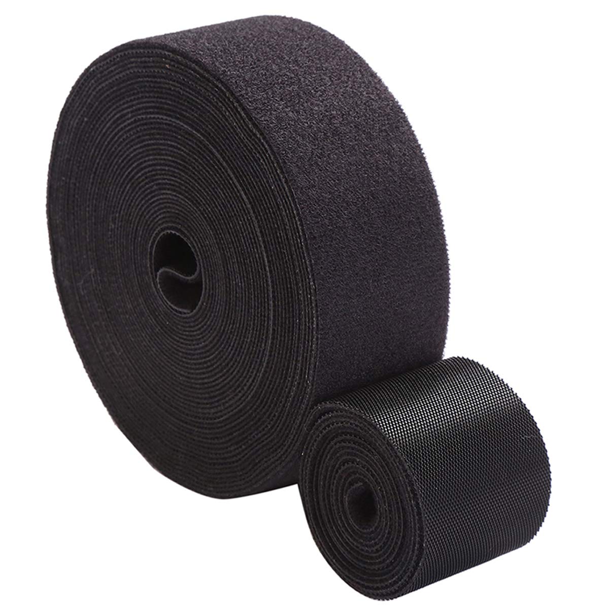 Reusable Fastening Tape Cable Ties Roll 2 Inch Double Side Hook Roll Hook and Loop Cord Management Wire Organizer Straps Black 5 Yard