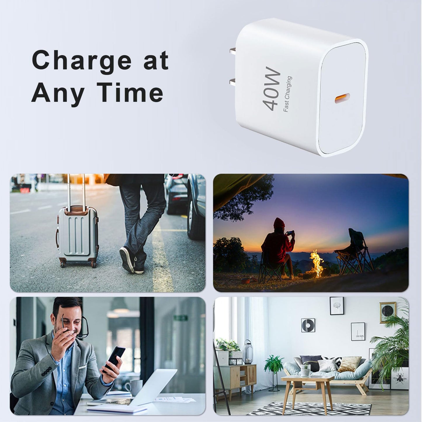 40W USB C Charger Block, 2-Pack Fast Charging Adapter with 4FT & 6FT Type C Cables(2 Each), PD 3.0 Wall Charger Plug Compatible with iPhone 17/17