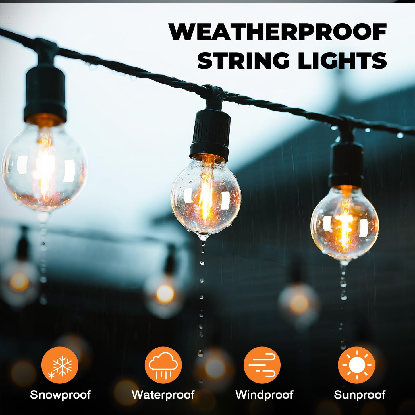GvvooHome 36 Pack G40 LED Replacement Bulbs, Shatterproof 1 Watt E12 LED Bulb for Outdoor Patio Garden Vintage String Lights, 2200K Warm White
