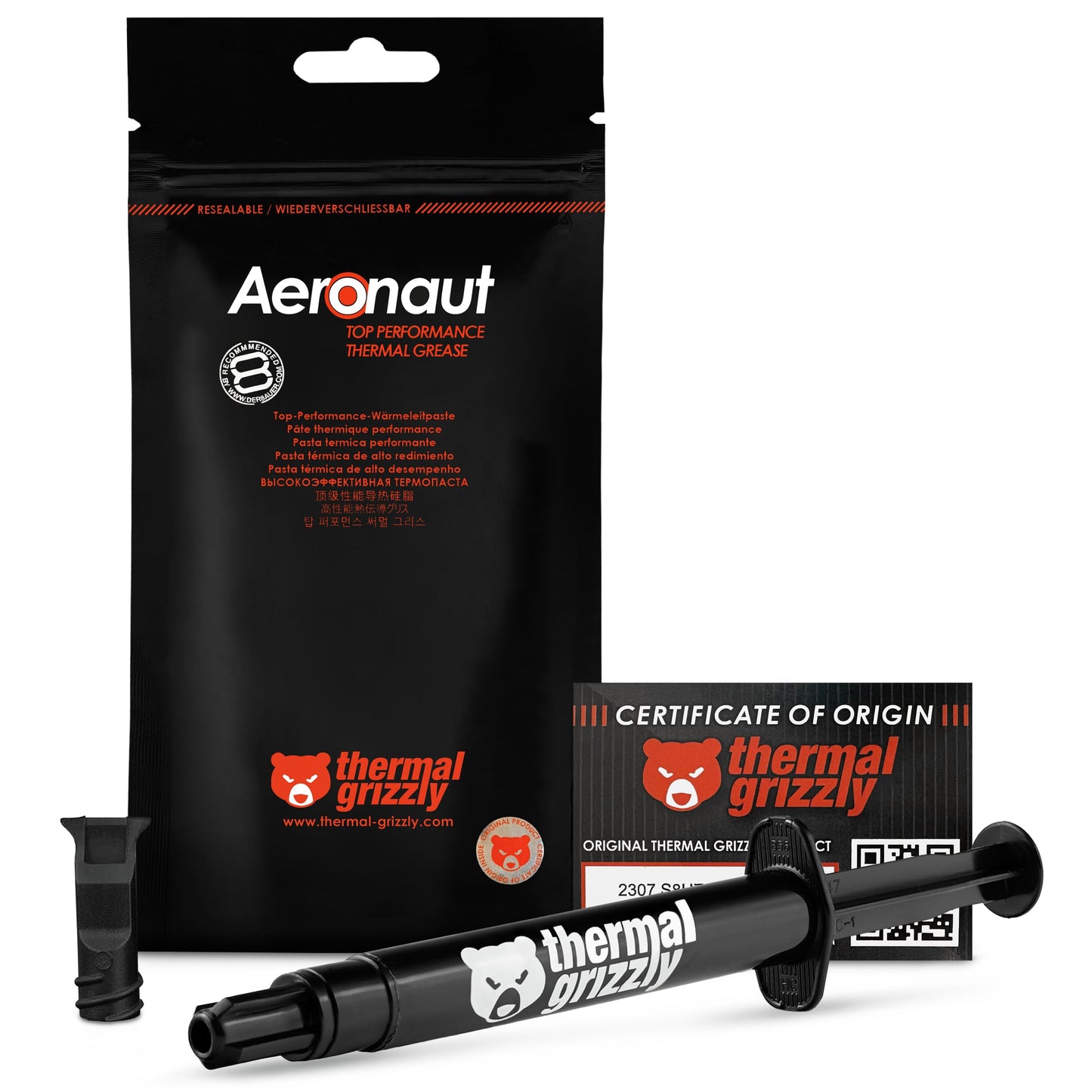 Thermal Grizzly Aeronaut - 3.9 Gram/1.5 ml - High Performance Thermal Paste - Ideal Entry Level Thermal Grease - Compatible with Most Cooling