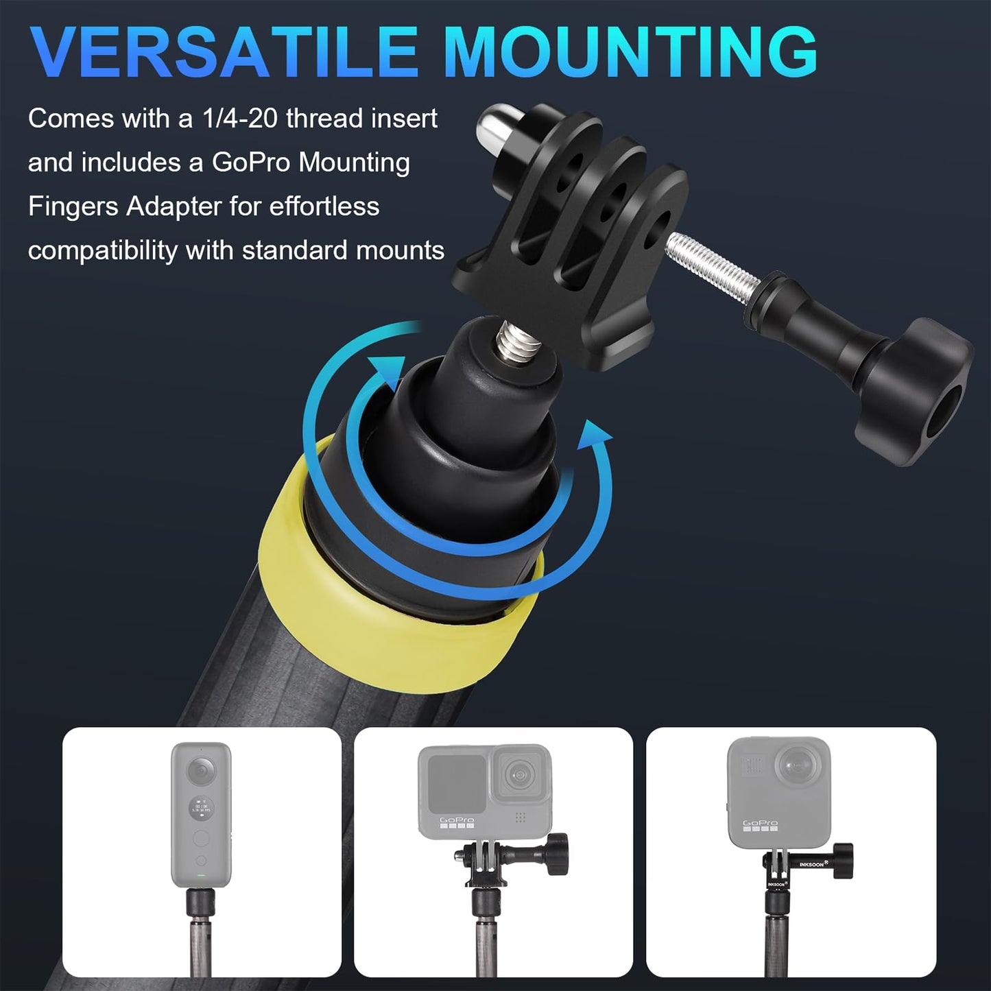 Kezhi 118inch/3.0m 9.8ft Extended Super Long Carbon Fiber Invisible Selfie Stick for Insta360 X5 Insta 360 x5 X4 X3 ONE X2 R X GO 3S 3 2 Action Camera