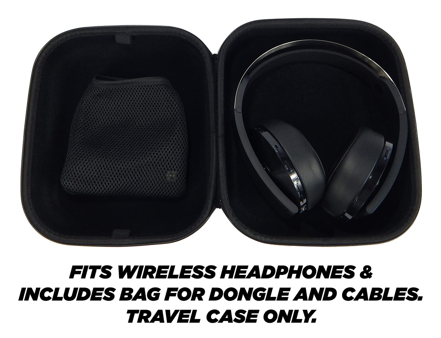 CASEMATIX Gaming Headset Travel Case Compatible with Sony PS5 Pulse 3D Wireless Headset, Platinum Wireless Headset for PS4 with Dongle, Cables
