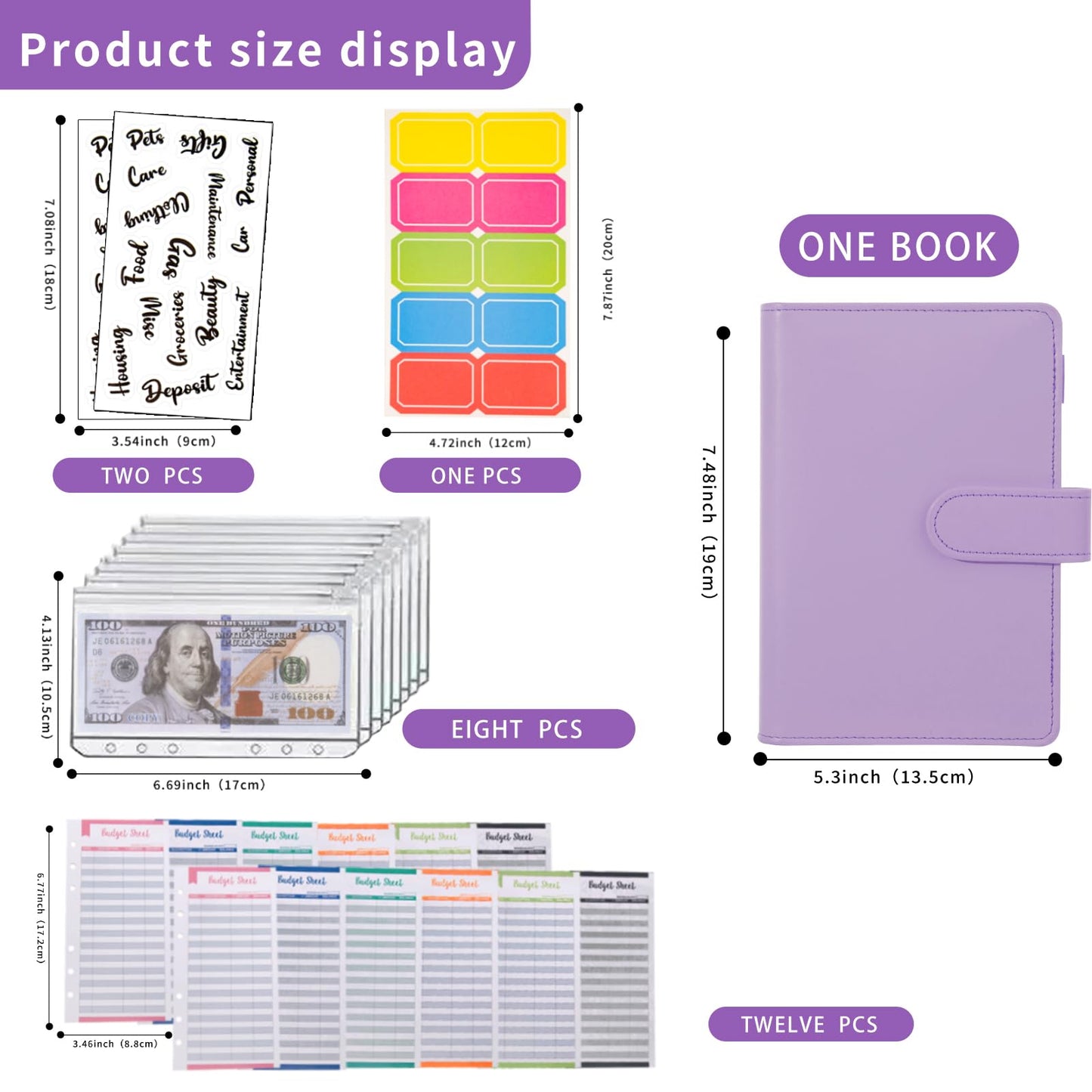 NICOOTH Budget Binder A6 Money Saving Binder with Zipper Cash Envelopes