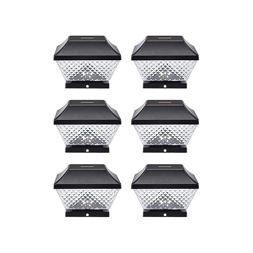 NOMA Solar Post Lights | Waterproof Outdoor Cap Lights for 4 x 4 Wooden Posts, Deck, Patio Garden Décor or Fence | Warm White LED Lights, 6-Pack